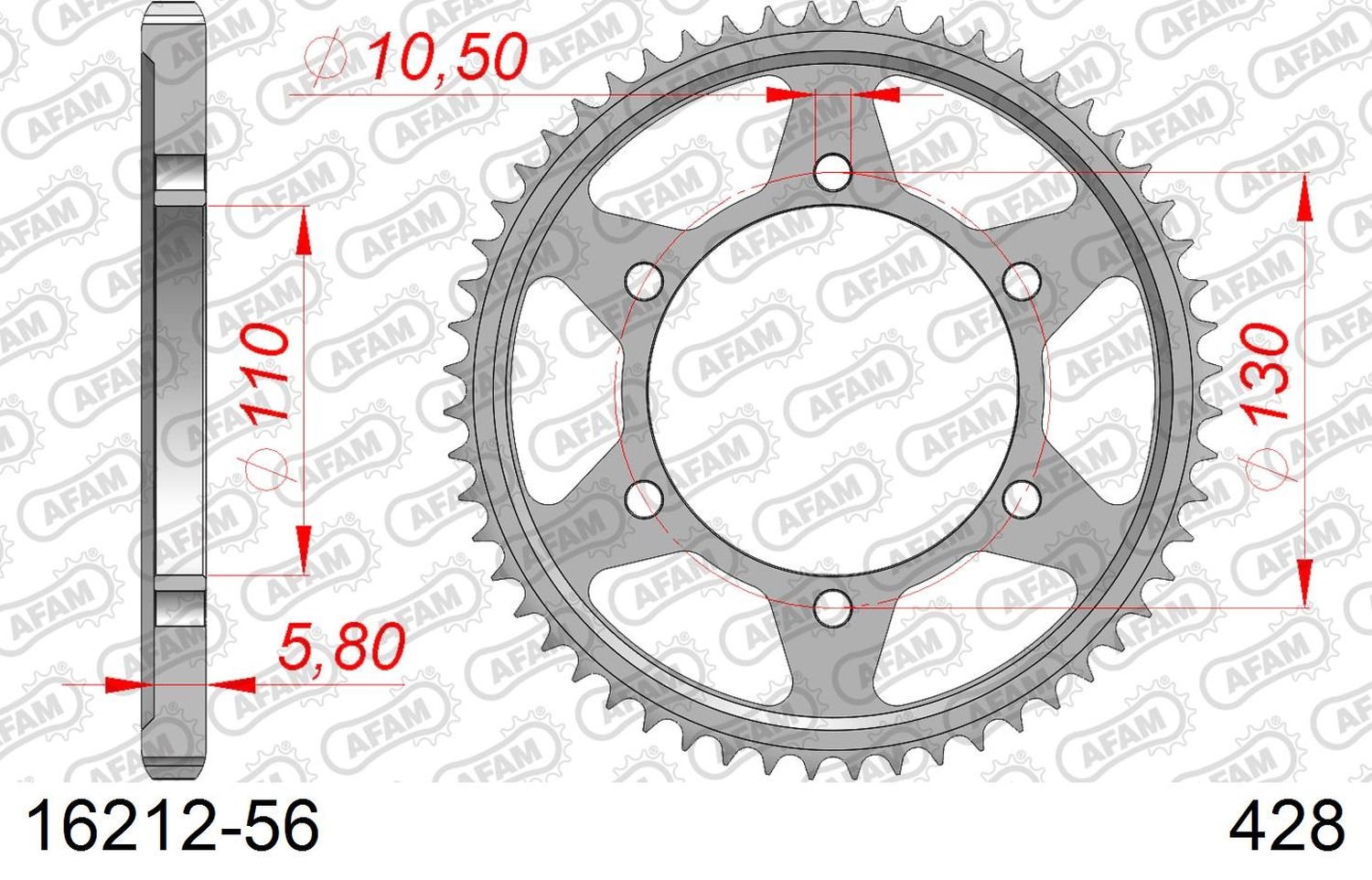 Zębatka tylna 56 Kawasaki Ninja 125/Z 125 ŁAŃC. 428 AFAM | 16212-56
