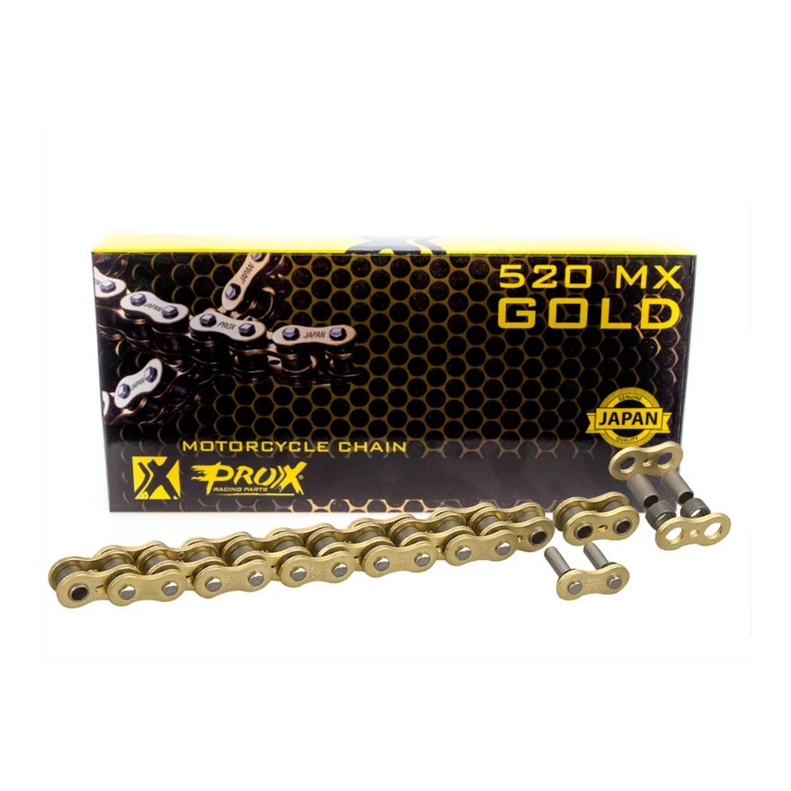 Łańcuch napędowy 520 mx gold bez o-ringów 120 ogniw kolor złoty otwarty + zapinka ProX | 07.RC520120CG