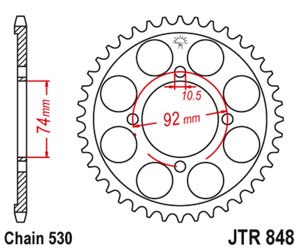 Zębatka tylna Yamaha RD 350 (37, ŁAŃC. 530) JT | JTR848.37