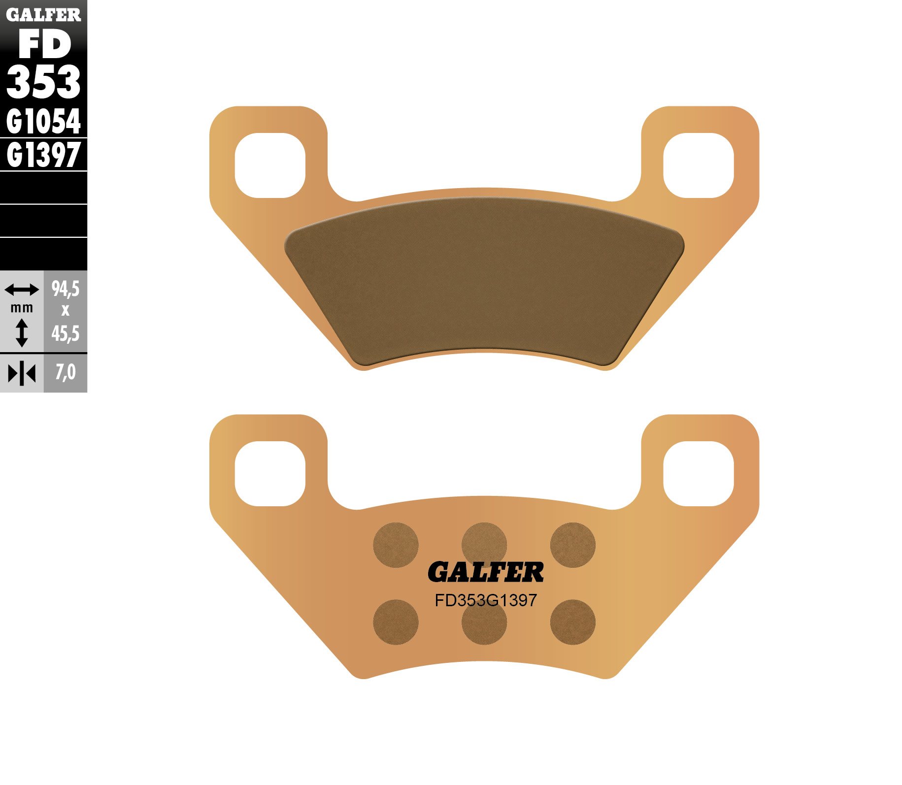 Klocki hamulcowe KH395 spiek metaliczny (złote) ATV Galfer | FD353G1397