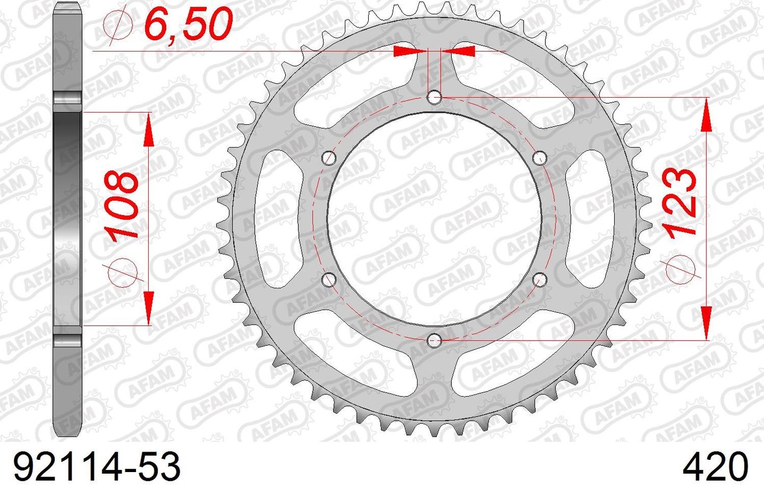 Zębatka tylna Aprilia RS 50, Derbi GPR 50, SENDA SM 50 53 (ŁAŃC. 420) AFAM | 92114-53