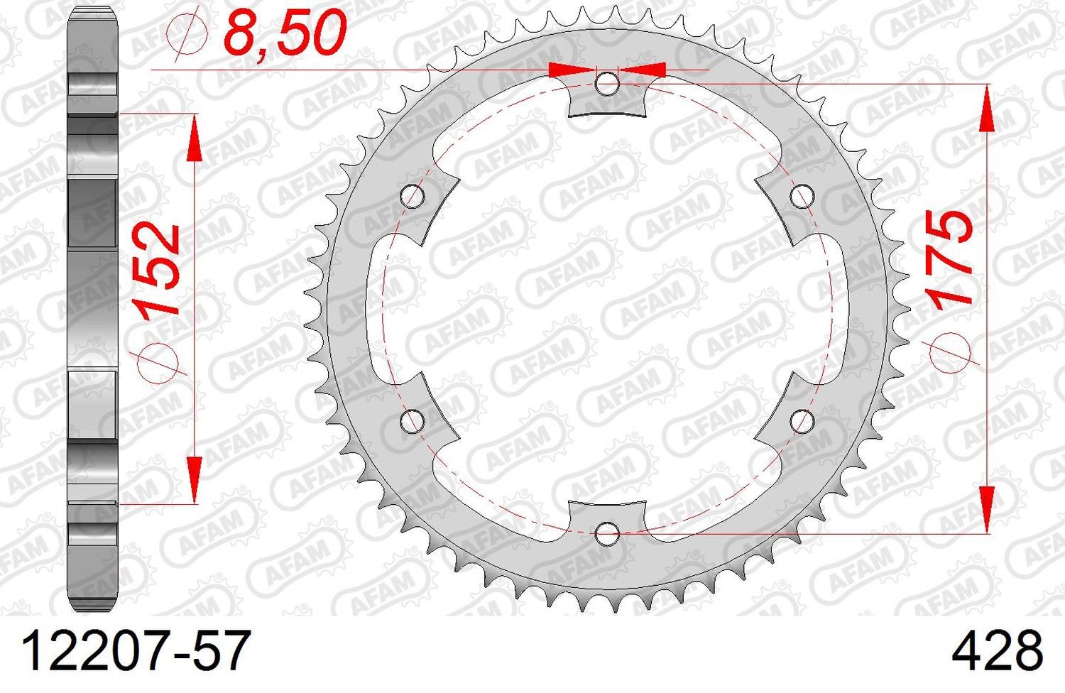 Zębatka tylna 57 Yamaha DT 125R/RE ŁAŃC. 428 AFAM | 12207-57