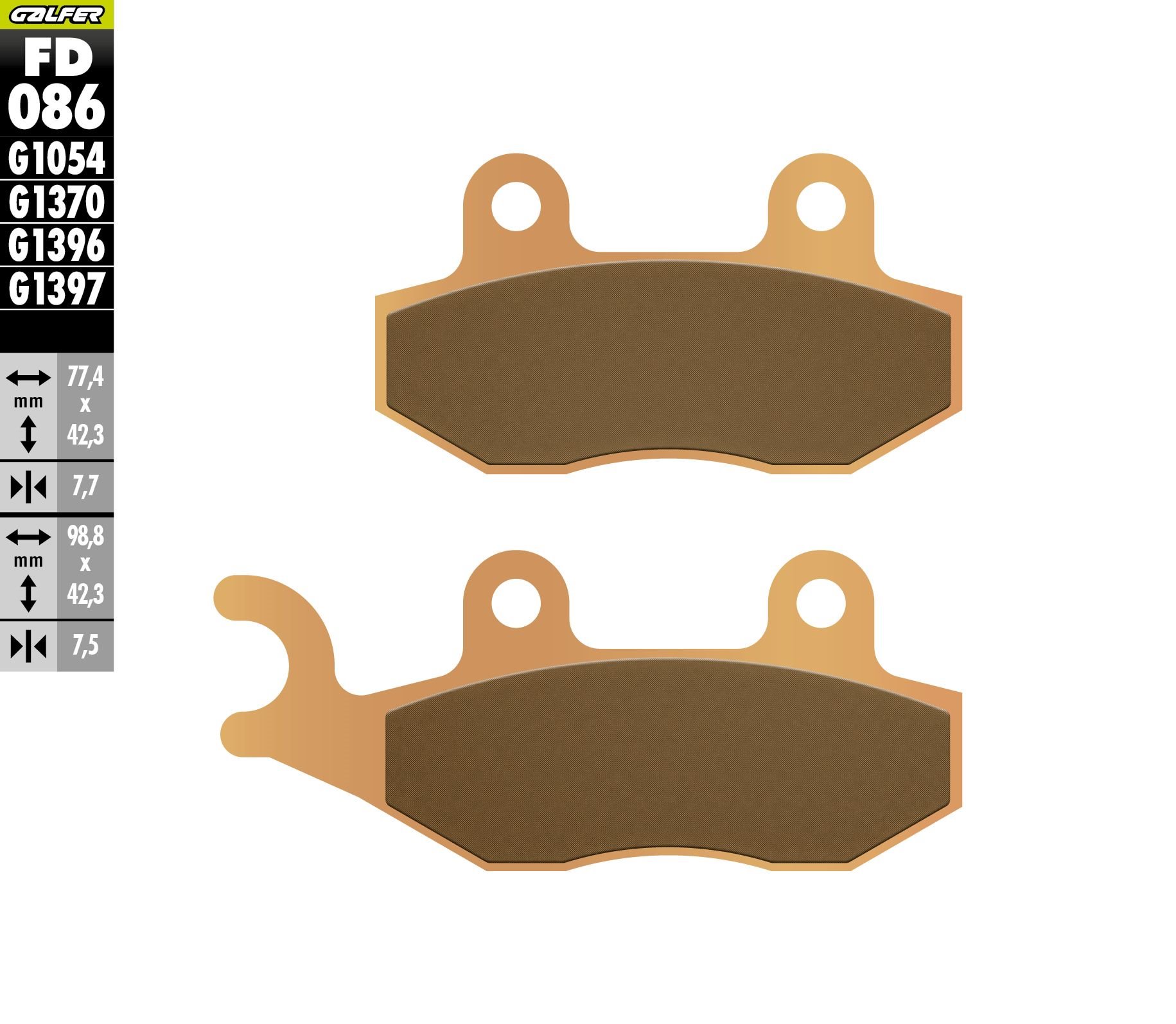 Klocki hamulcowe KH135 / KH214 Spiek metaliczny (złote) Off Road Galfer | FD086G1396