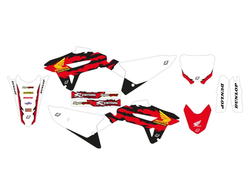 Komplet naklejek/oklein Honda CRF 250R, 450R Retro Czerwony, Biały, Czarny BLACKBIRD | E2148AA/01