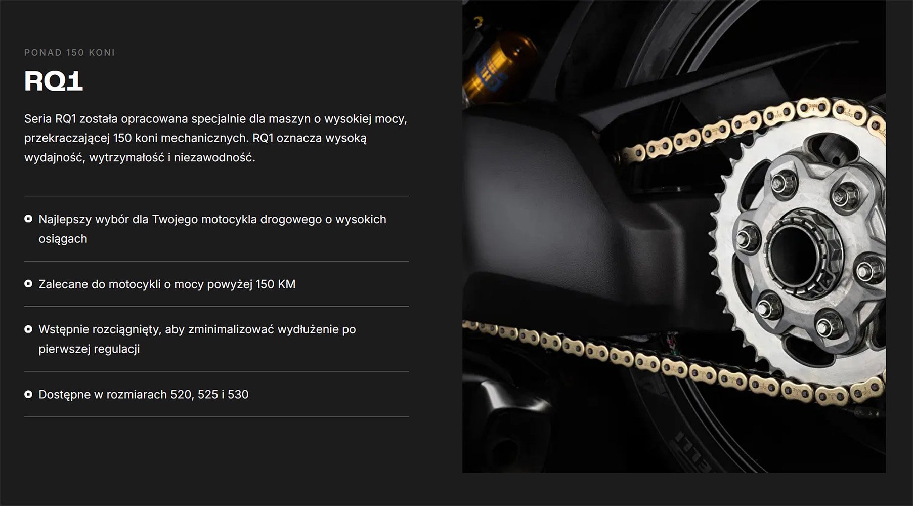 Łańcuch napędowy 520 RQ1 Professional Road X-Ring Chain Złoto Czarny (114 ogniw, otwarty zakuwka) Tsubaki | 55212520114