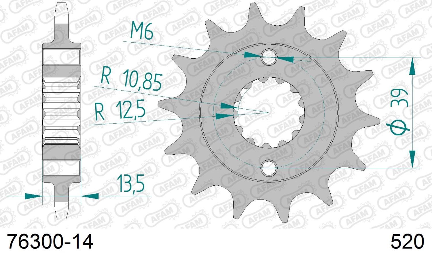 Zębatka przednia 14 Kymco 250 MXU/KXR/KXU, 300 MAXXER ŁAŃC. 520 AFAM | 76300-14