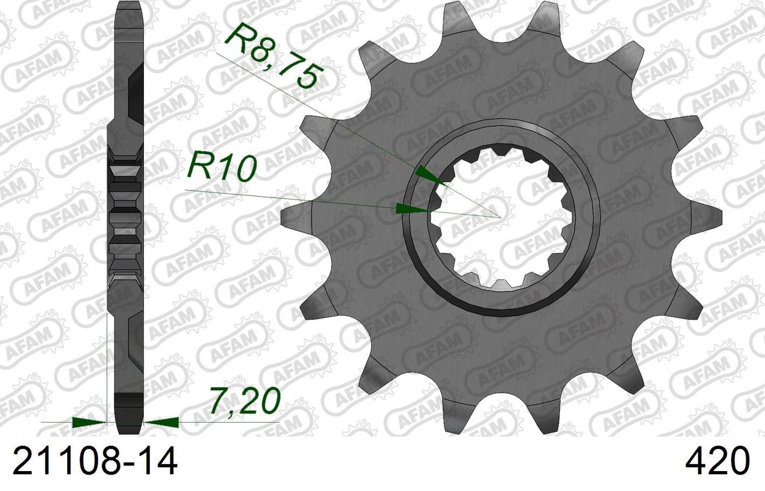 Zębatka przednia 14 Yamaha YZ 65 ŁAŃC. 420 AFAM | 21108-14