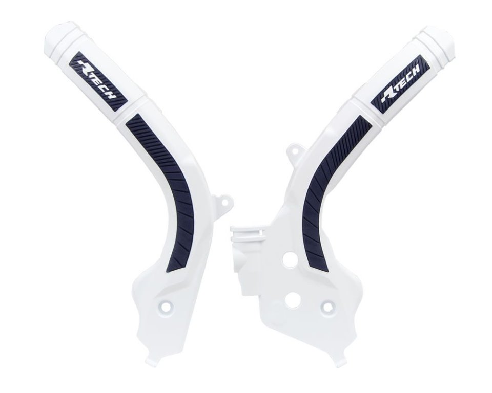 Osłony ramy Bi-Material Super Grip KTM SX 125/150/250, EXC/EXCF 250/350/450, SXF 250/350/450 biało-czarne RACETECH | PRTKTMBNNR1