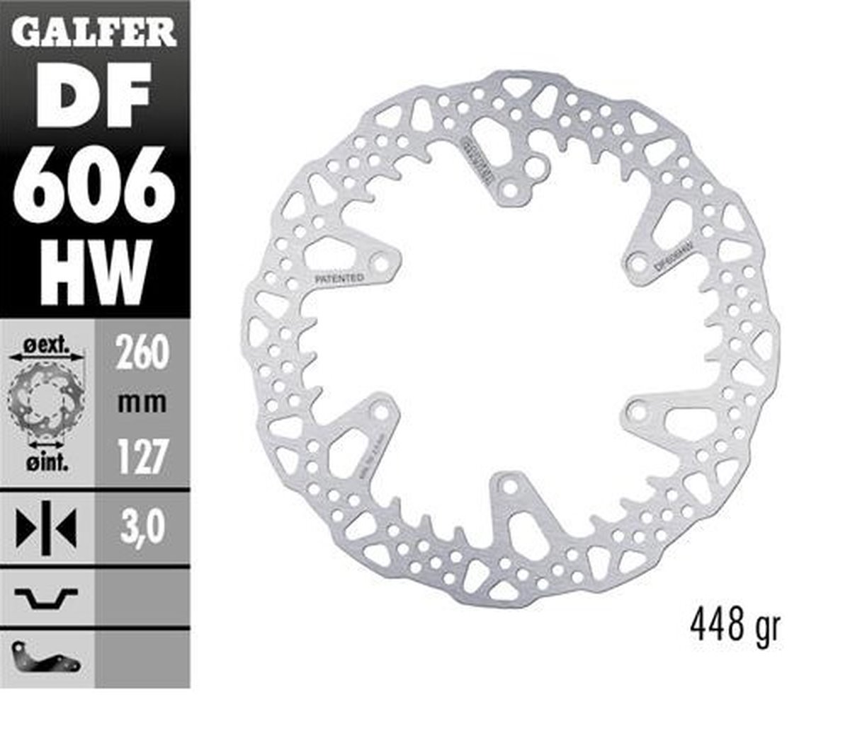 GALFER TARCZA HAMULCOWA PRZÓD KTM SX/EXC/SX-F/EXC-F 1993-2025; GS/MX/LC4 1993-2025; GAS GAS EC/EC-F/MC/MC-F 2021-2025; HUSQVARNA TC/TE/TX/FC/FE/FS 2014-2025; HUSABERG TE/FE/FC/FX 2004-2016; TRIUMPH TF 250X 2024 (260X127X3MM) SHARK ENDURO MX
