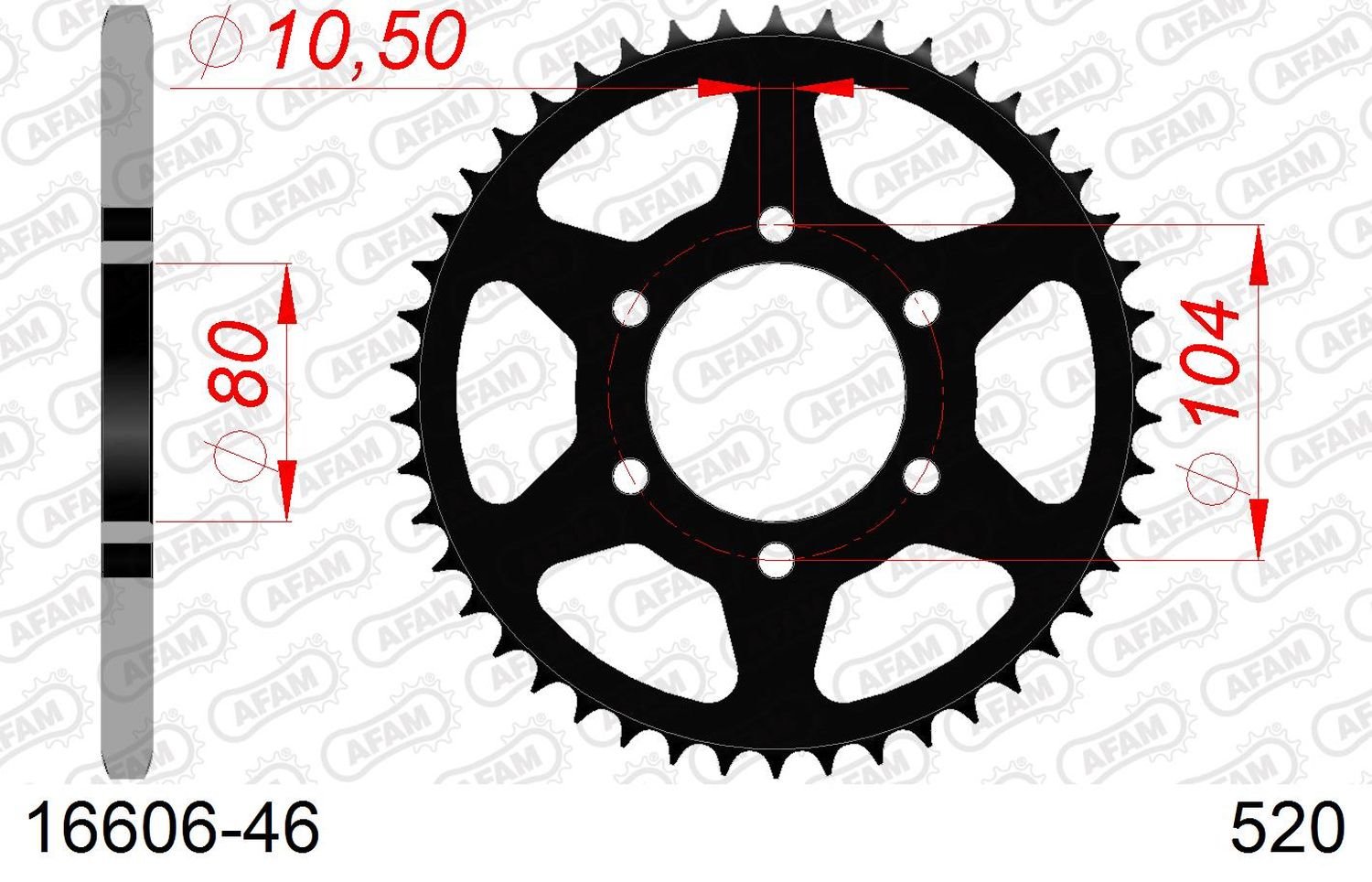 Zębatka tylna 46 Kawasaki ER6F/N, KLE 650 ŁAŃC. 520 AFAM | 16606-46