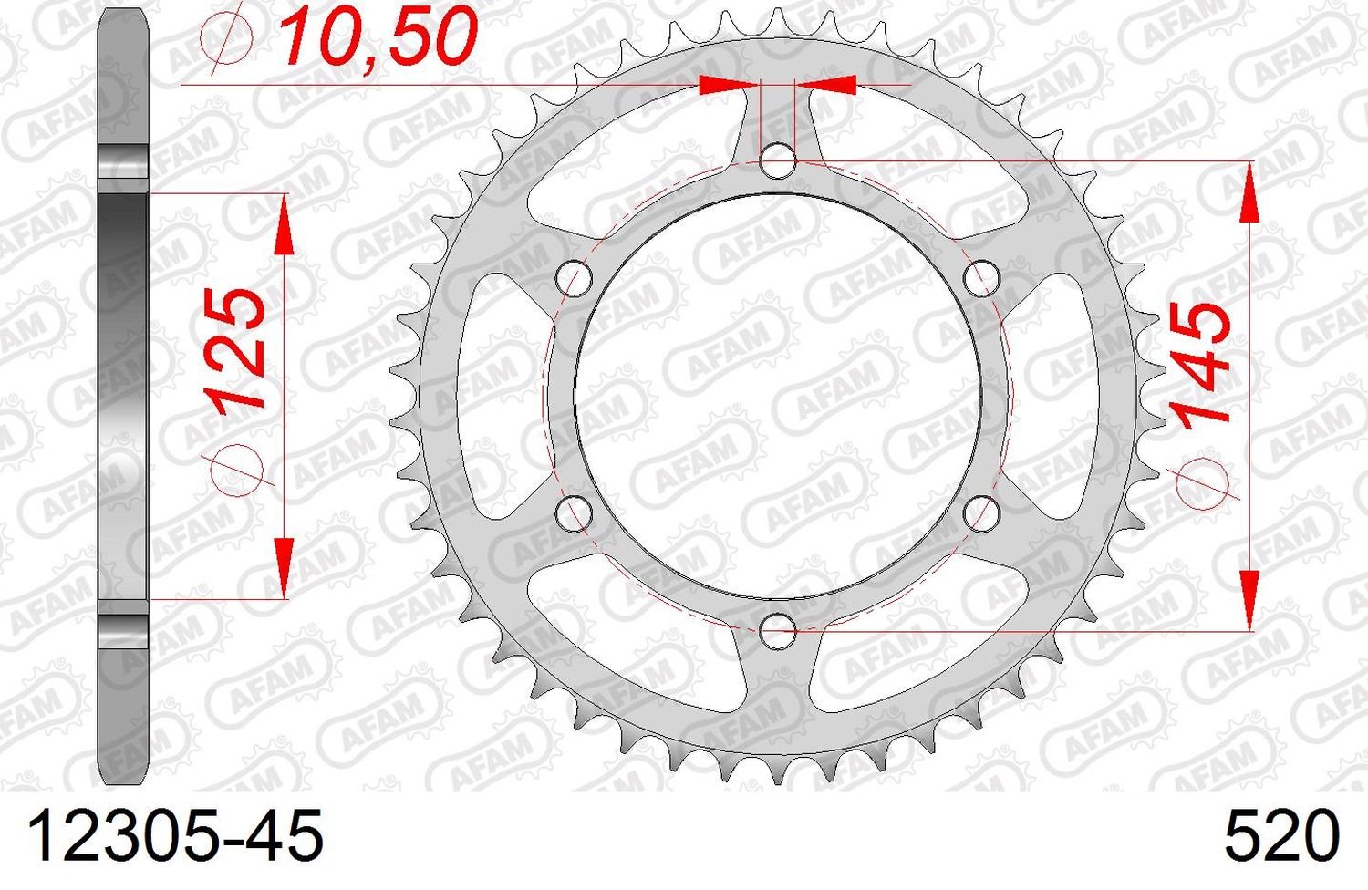 Zębatka tylna 45 Yamaha XT 660 R/X, XT 600Z ŁAŃC. 520 AFAM | 12305-45