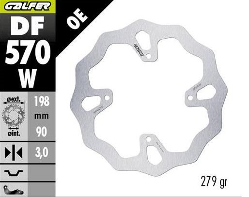 Tarcza Hamulcowa Przód KTM SX 65, Husqvarna TC 65, Gas Gas MC 65 (198X90X3MM) WAVE Galfer | DF570W