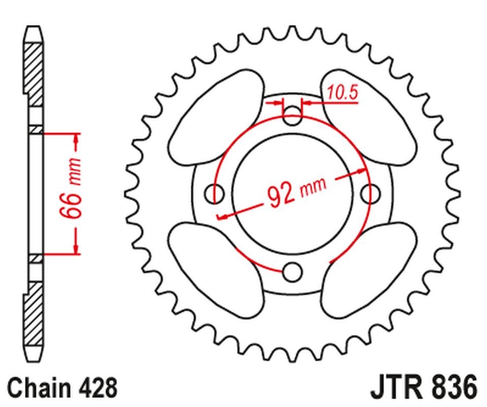 Zębatka tylna Yamaha RS 200 (ŁAŃC. 428) JT | JTR836.39