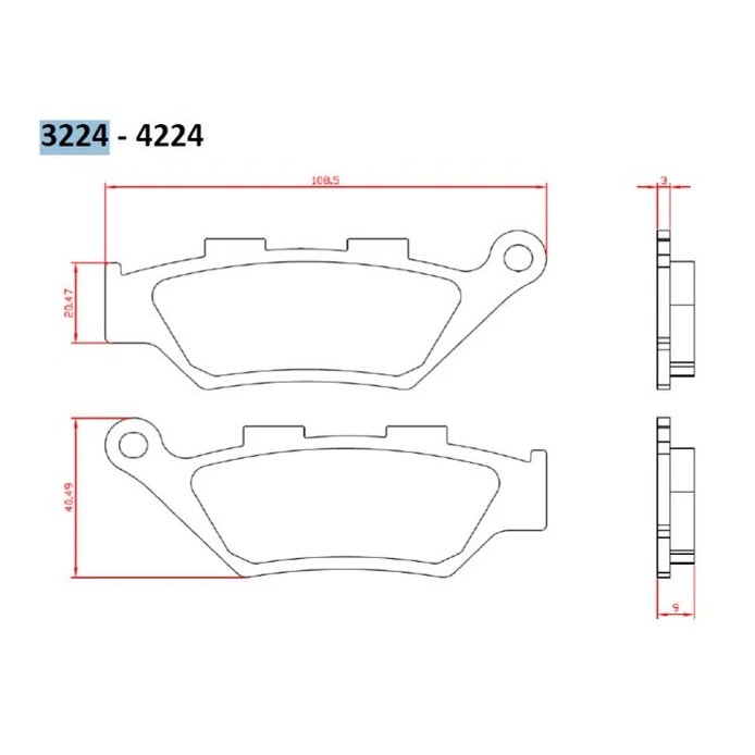 Klocki hamulcowe KH322 Benelli Imperiale 400, Leoncio 500, TRK500 przód Brenta | BR3224