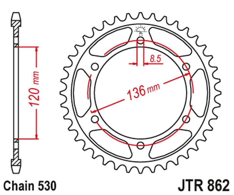 Zębatka tylna Yamaha RD 500LC, RZV 500R (38, ŁAŃC. 530) JT | JTR862.38