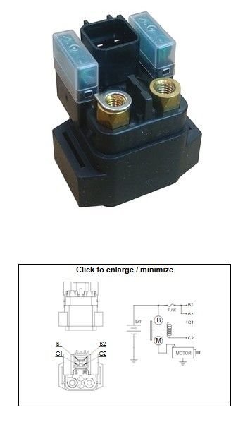 Przekaźnik rozrusznika Yamaha YFM 125/250/700 Raptor, YXR 450/660 Rhino, YXZ 1000R (12V/150A) DZE | 10432-01