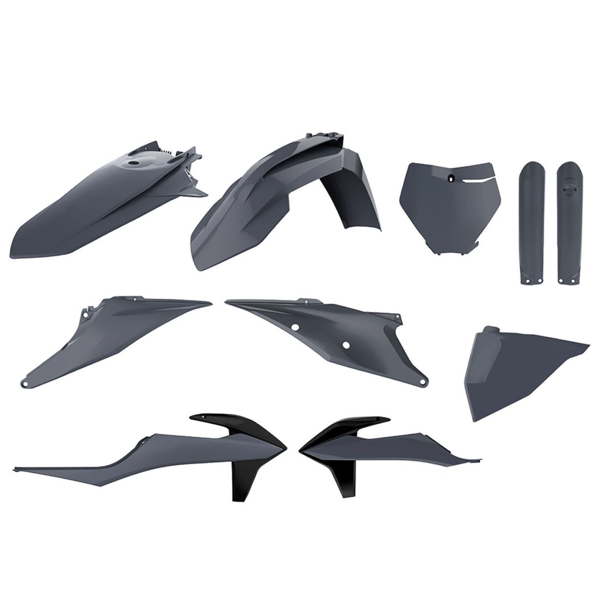 Komplet plastików KTM SX/SX-F z tablicą przednią i osłonami amortyzatorów Szary Nardo Grey Polisport | 90814