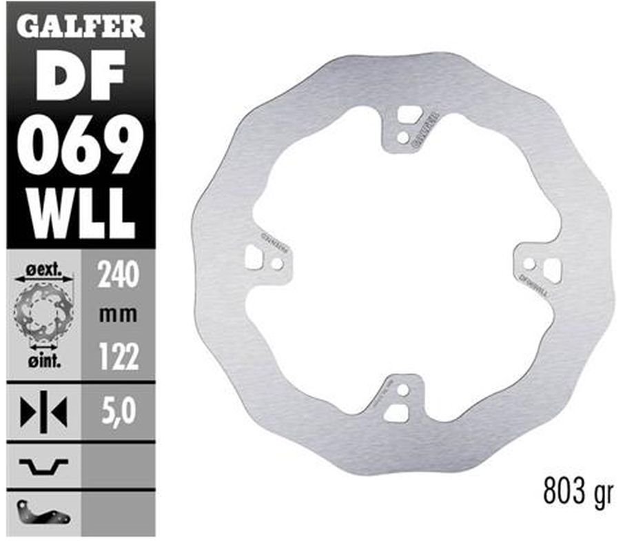 Tarcza hamulcowa tył Honda CR 125R/250R, 500, CRF 250R/450R WAVE (240x122x5mm) Galfer | DF069WLL