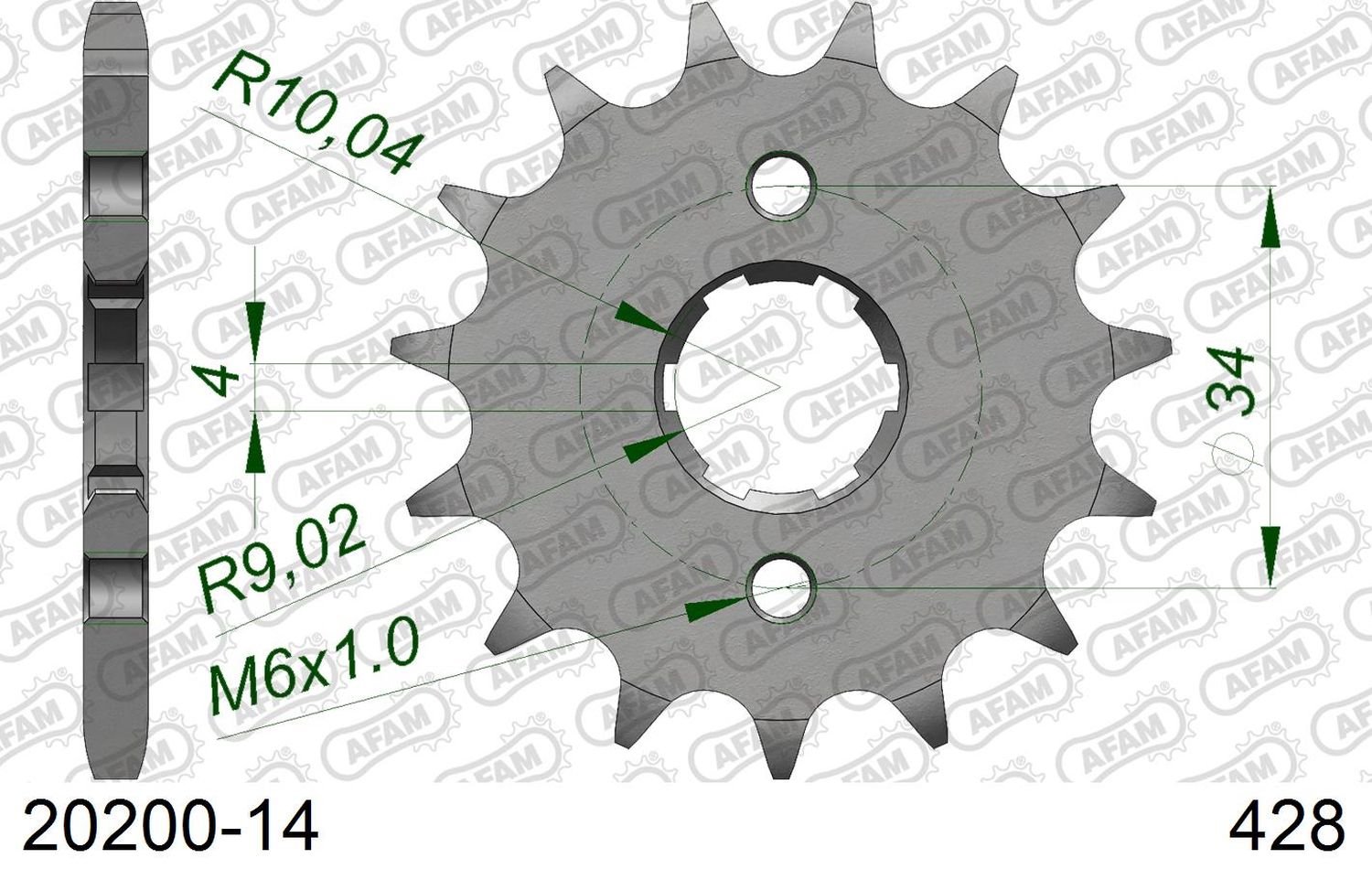 Zębatka przednia 259 14 Honda XL125S; Daelim 125 Łańcuch 428 AFAM | 20200-14