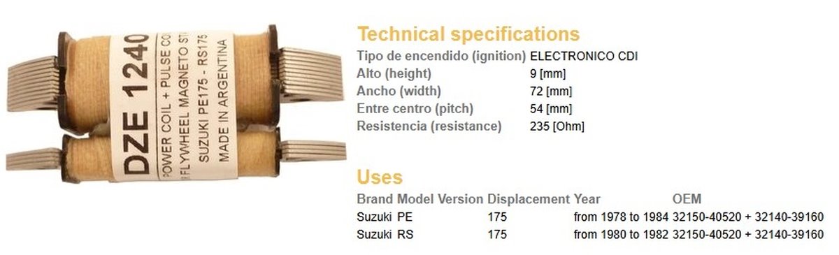 Cewka zapłonowa (wzbudzająca) Suzuki PE 175, RS 175 DZE | 1240-01
