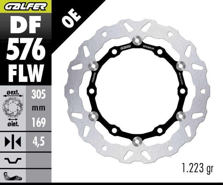 Tarcza hamulcowa przód Voge 900DSX (305x169x4,5mm) (WAVE FLOATING) Galfer | DF576FLW