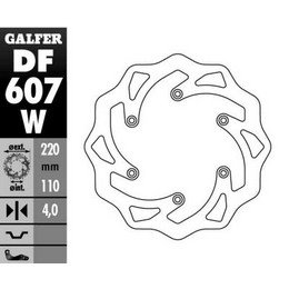 Tarcza hamulcowa tył KTM SX/EXC/LC4, Husaberg, Husqvarna, Gas Gas WAVE (220x110x4mm) (WZÓR OEM KTM) GALFER | DF607W