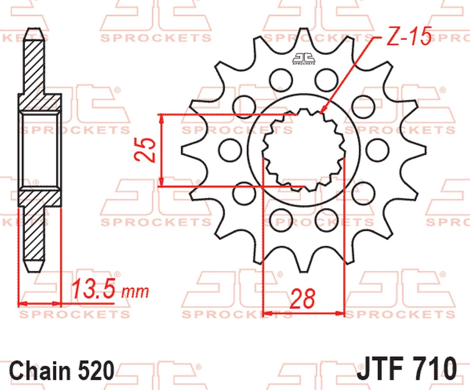 Zębatka przednia 2344 17 Aprilia Tuareg 660, Tuono 660, RS 660 (234417JT) (ŁAŃC. 520) JT | JTF710.17RB