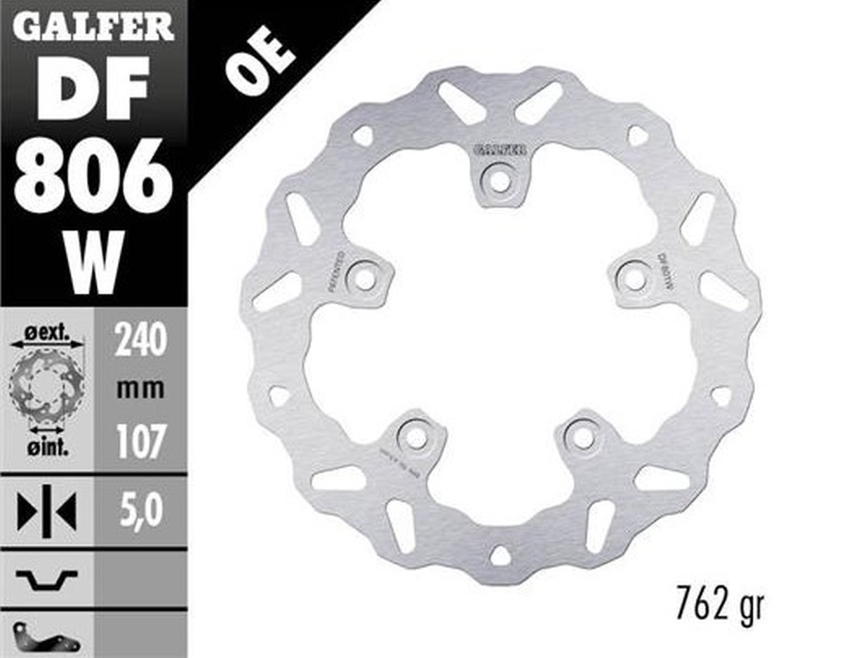 GALFER TARCZA HAMULCOWA TYŁ KTM 790 DUKE 2018-2023; 890 DUKE 2021-2023 (WAVE FIXED) (240X107X5MM) | DF806W