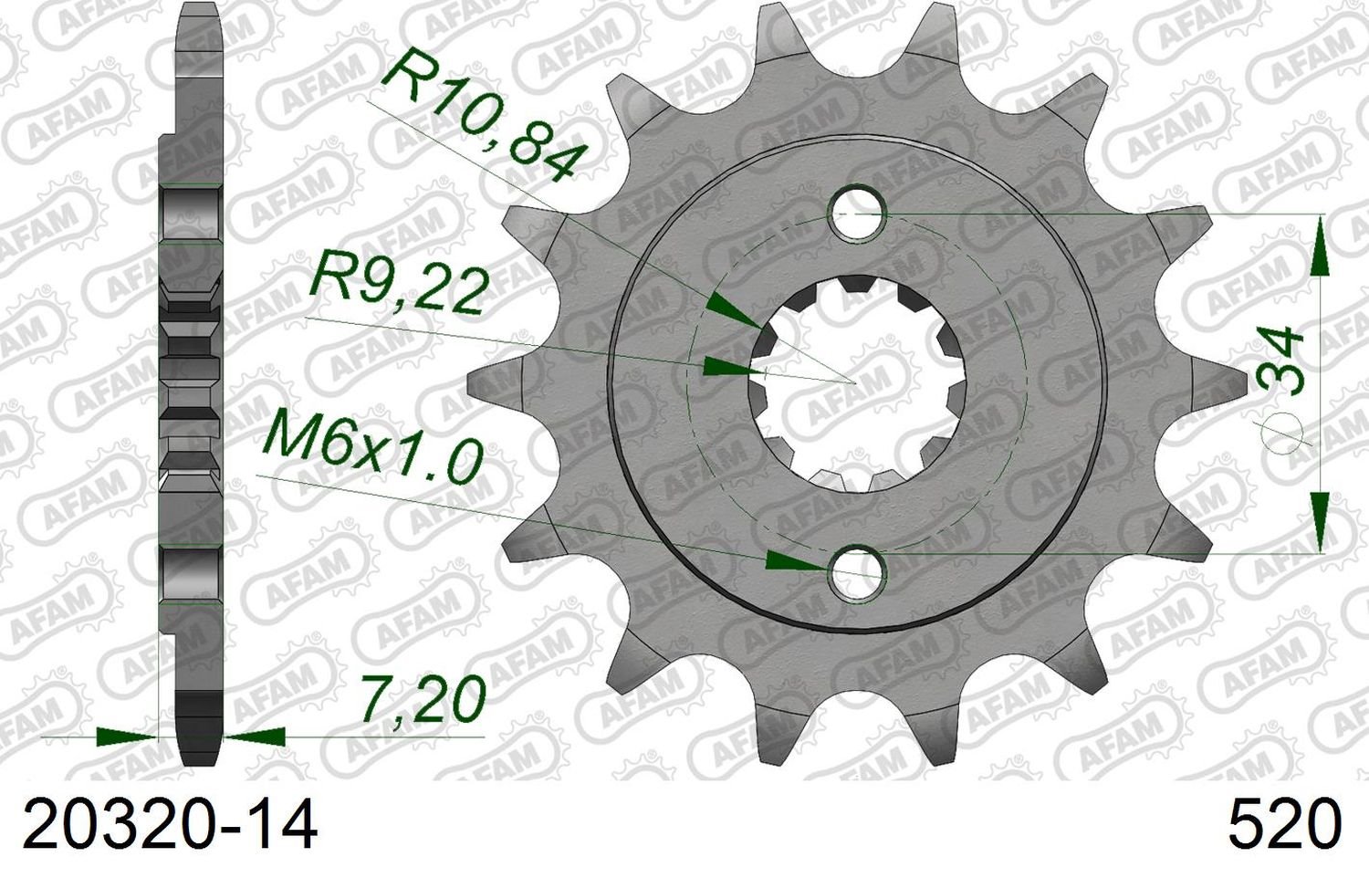 Zębatka przednia 2067 14 Honda CRF 250L Łańcuch 520 AFAM | 20320-14