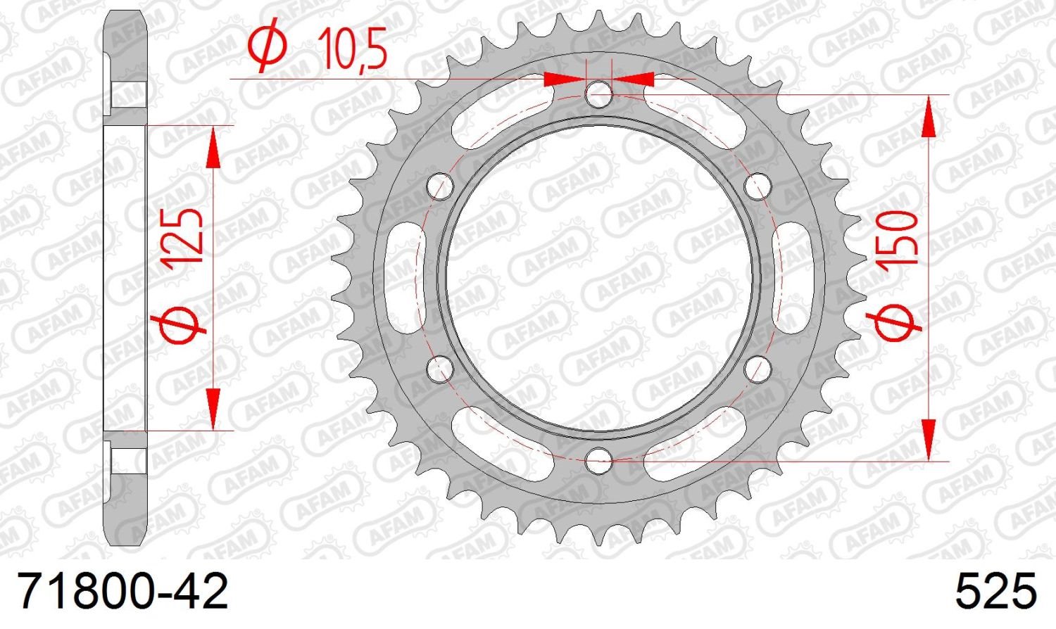 Zębatka tylna KTM 950/990/1190 ADVENTURE/R LC8 42 (ŁAŃC. 525) AFAM | 71800-42
