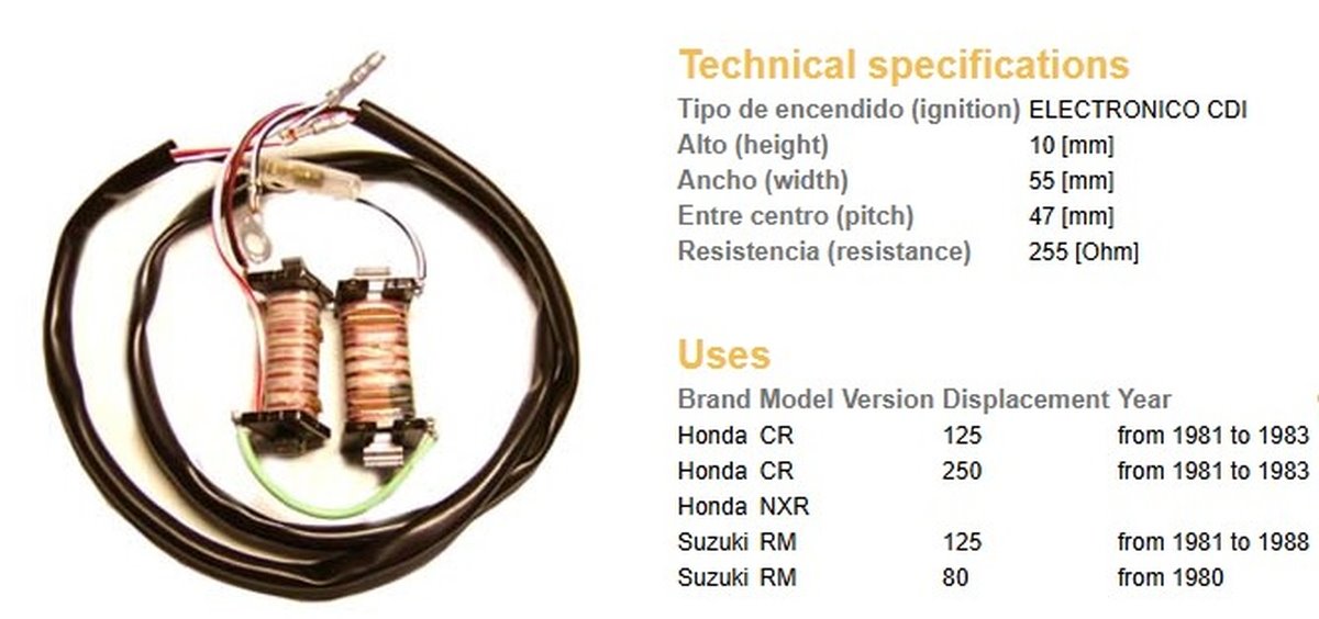 Cewka wzbudzenia (2 szt. = kpl.) Honda CR 125R, 250R, Suzuki RM 80, 125 | 1229-01