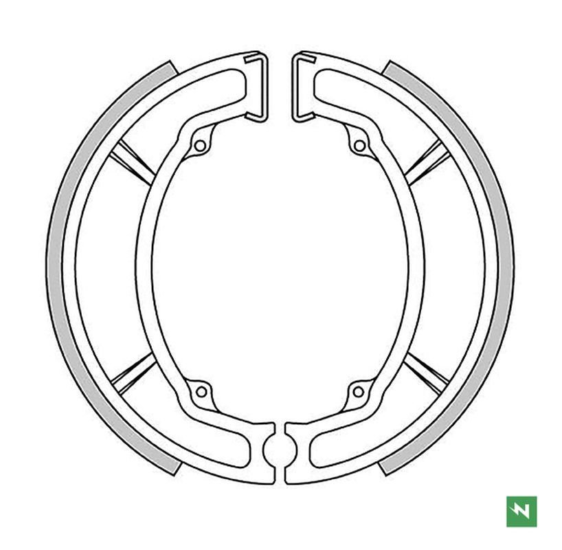 Szczęki hamulcowe tył Yamaha Beluga 125, DT 125, DT 175, RD 125, SR 125, TT 350, TT 600, TZR 125, XT 125, XT 350, XV 250, YZ 100/125/250/490 Newfren | GF1105