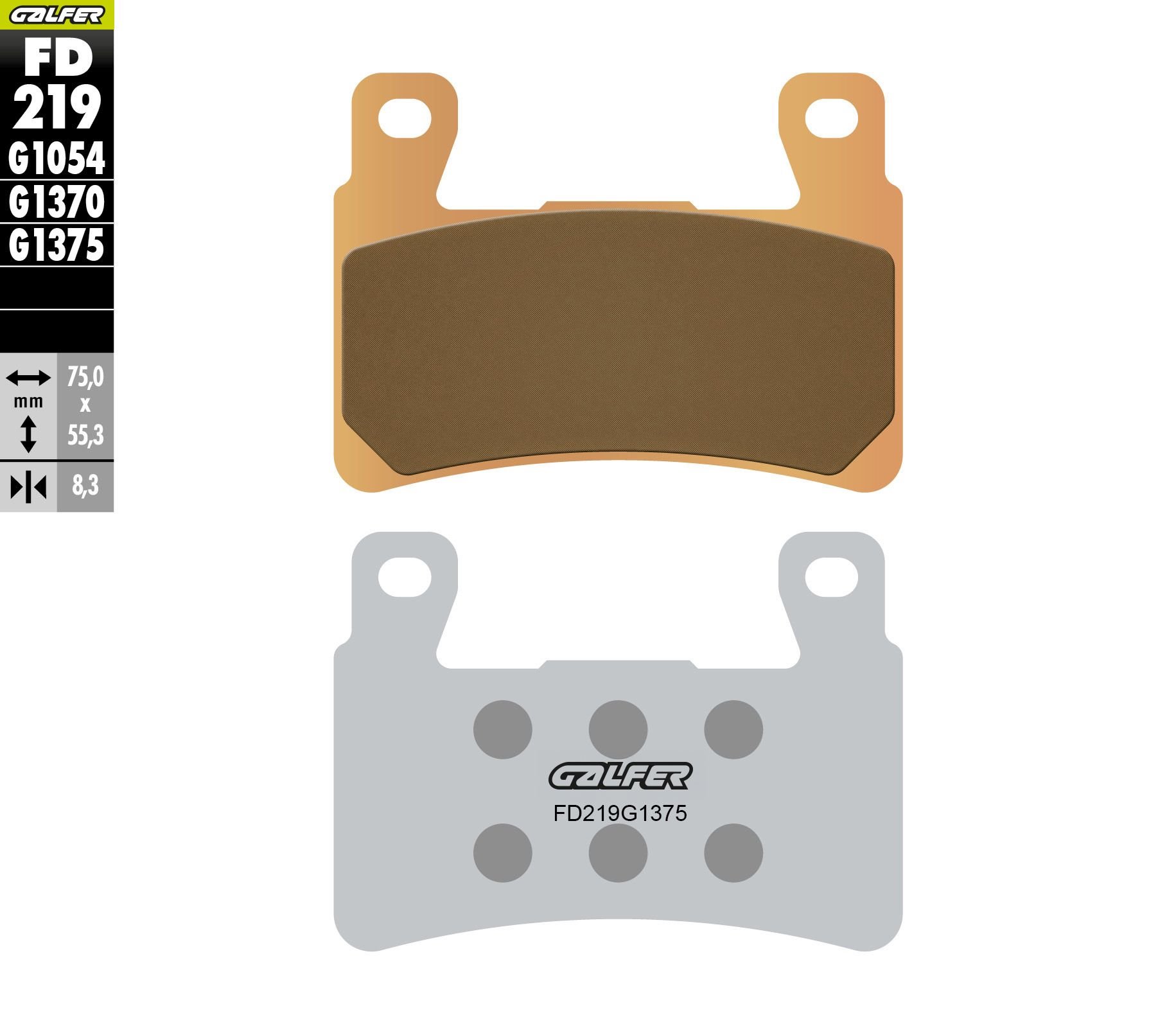 Klocki hamulcowe KH265/KH296 Spiek metaliczny (złote) SPORT GALFER | FD219G1375