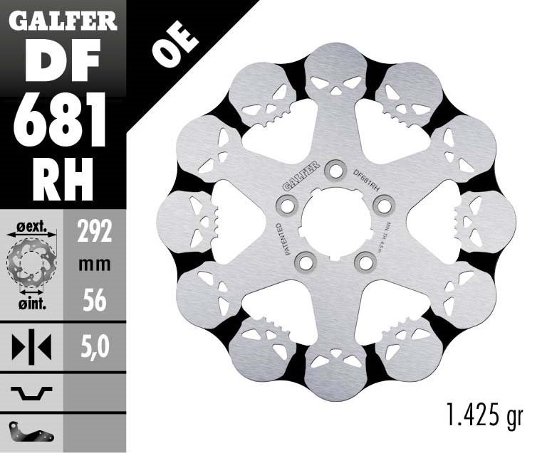 Tarcza hamulcowa przód/tył Harley-Davidson (292x56x5) Skull Galfer | DF681RH