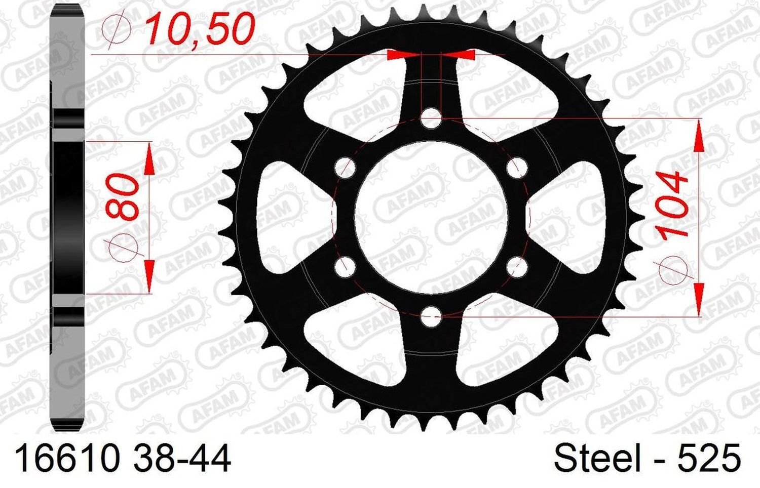 Zębatka tylna Kawasaki ZX 6 R, Z 1000, ZX10R 40 zębów (Łańcuch 525) AFAM | 16610-40