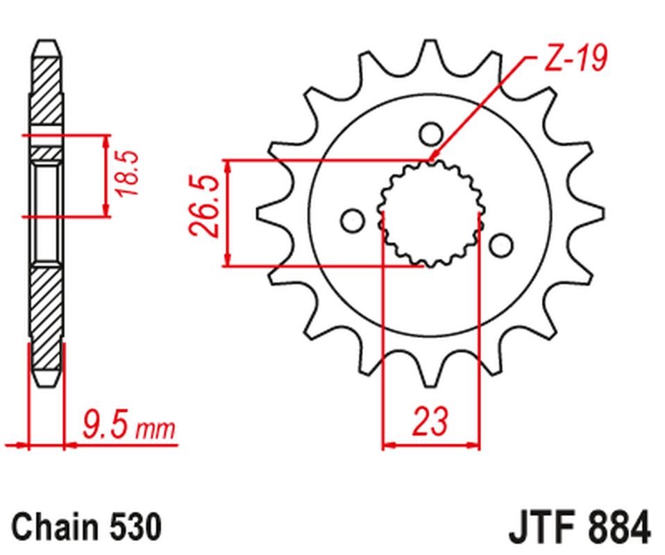 Zębatka przednia 884 21 harley davidson xlh883 sportster 84-90; xlh1200 sportster 84-90 88421jt łańc. 530 | JTF884.21