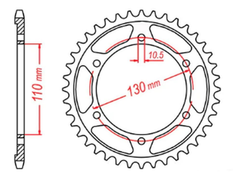 Zębatka tylna 4385 46 Yamaha R6, MT09, Suzuki GSXR 750, GSXR 1000, XSR 900 (+1) (ŁAŃC. 525) MTX PARTS | 11-876-46