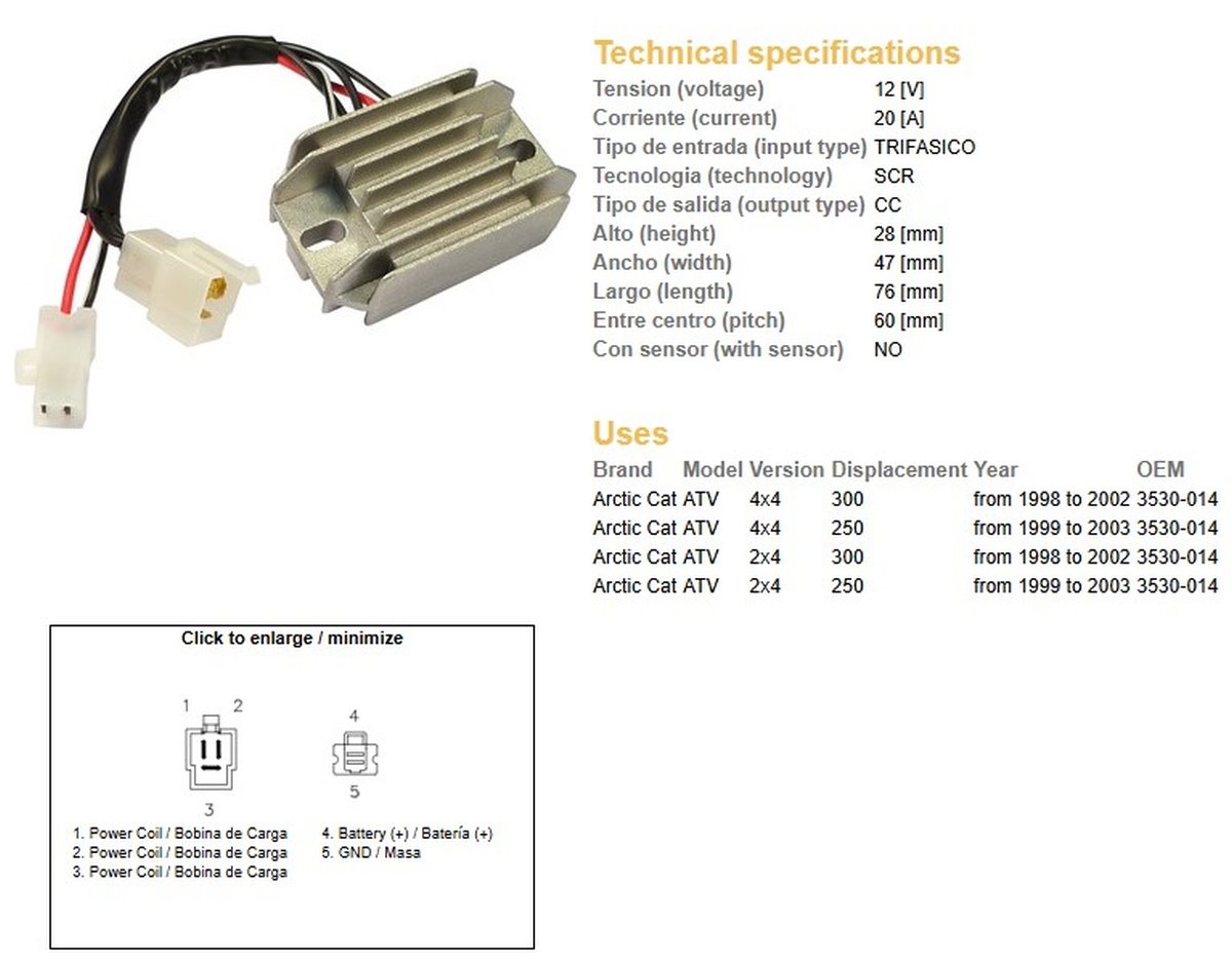 Dze Regulator Napięcia Arctic Cat 250/300 | 2435-01