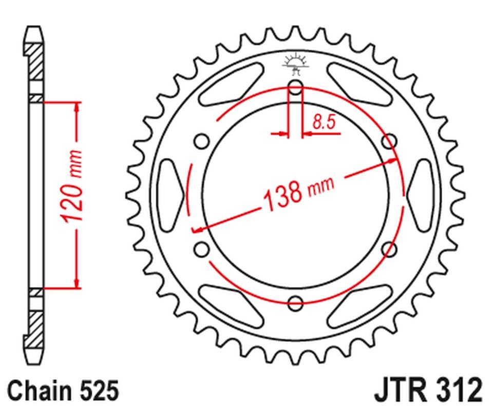 Zębatka tylna Honda VFR 750, VFR 400 (38, ŁAŃC. 525) JT | JTR312.38