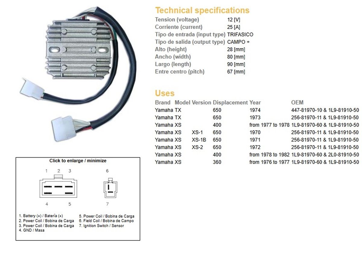 Dze Regulator Napięcia Yamaha TX 650, XS 360, XS 400, XS 650 (ESR350) | 2331-01