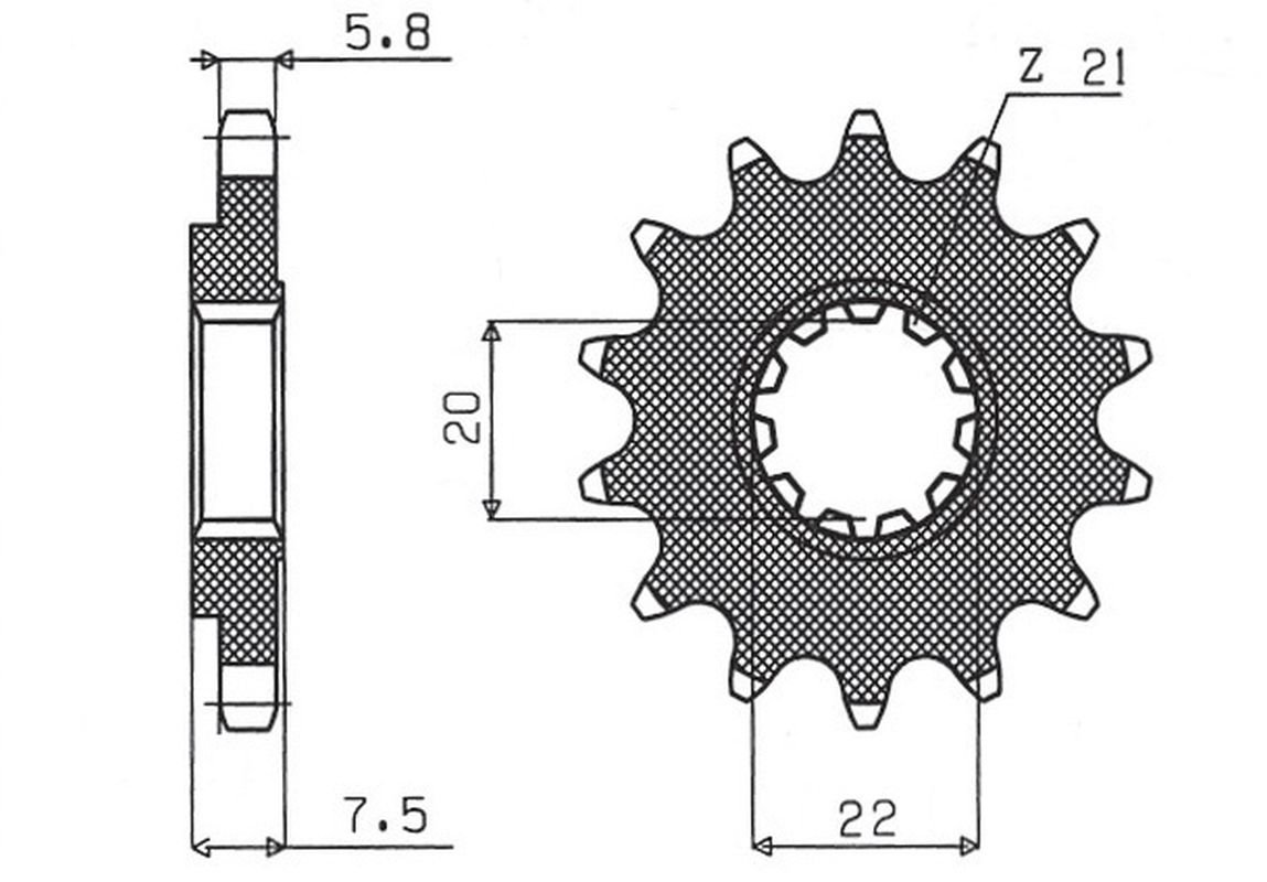Zębatka przednia Honda CR 125R, CRF 250R/X 14 zębów, ŁAŃC. 520 Sunstar | SUN31214