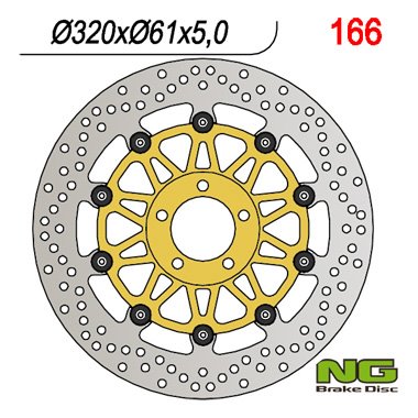NG Tarcza hamulcowa przód Kawasaki VN 1500/1600 Mean Streak/ZX-12R/ZX-7R / ZZR1100 (320x61x5mm) (5x10,5mm) WAVE PŁYWAJĄCA | NG166/GLD