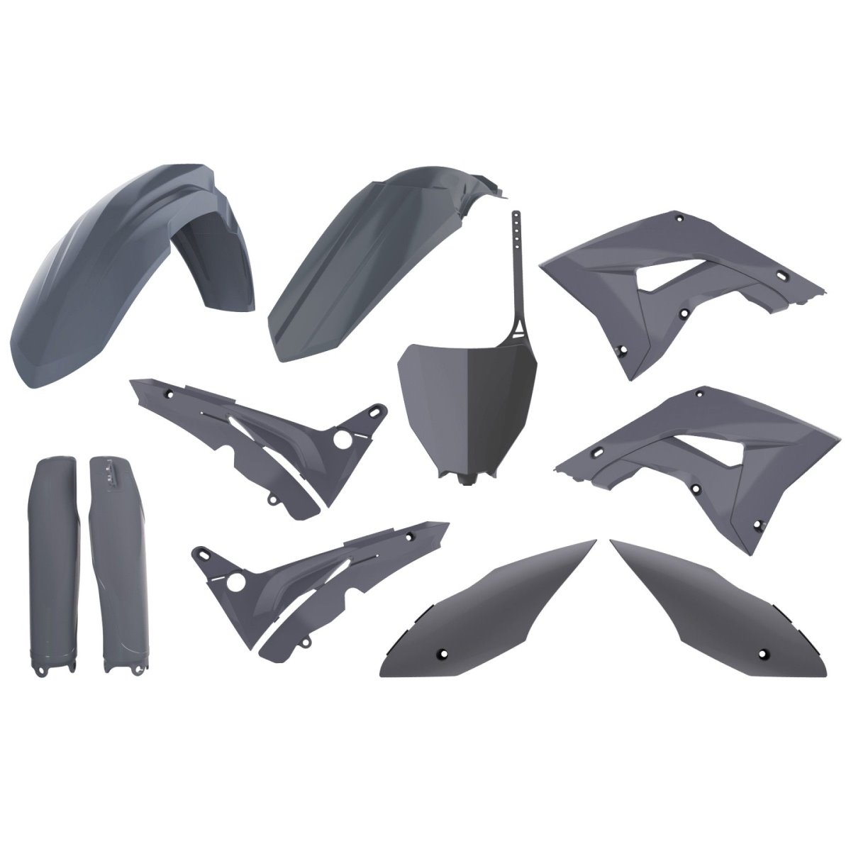 Komplet plastików Honda CR 125/250 w zestawie osłony amortyzatorów szary Nardo Grey Polisport | 90875