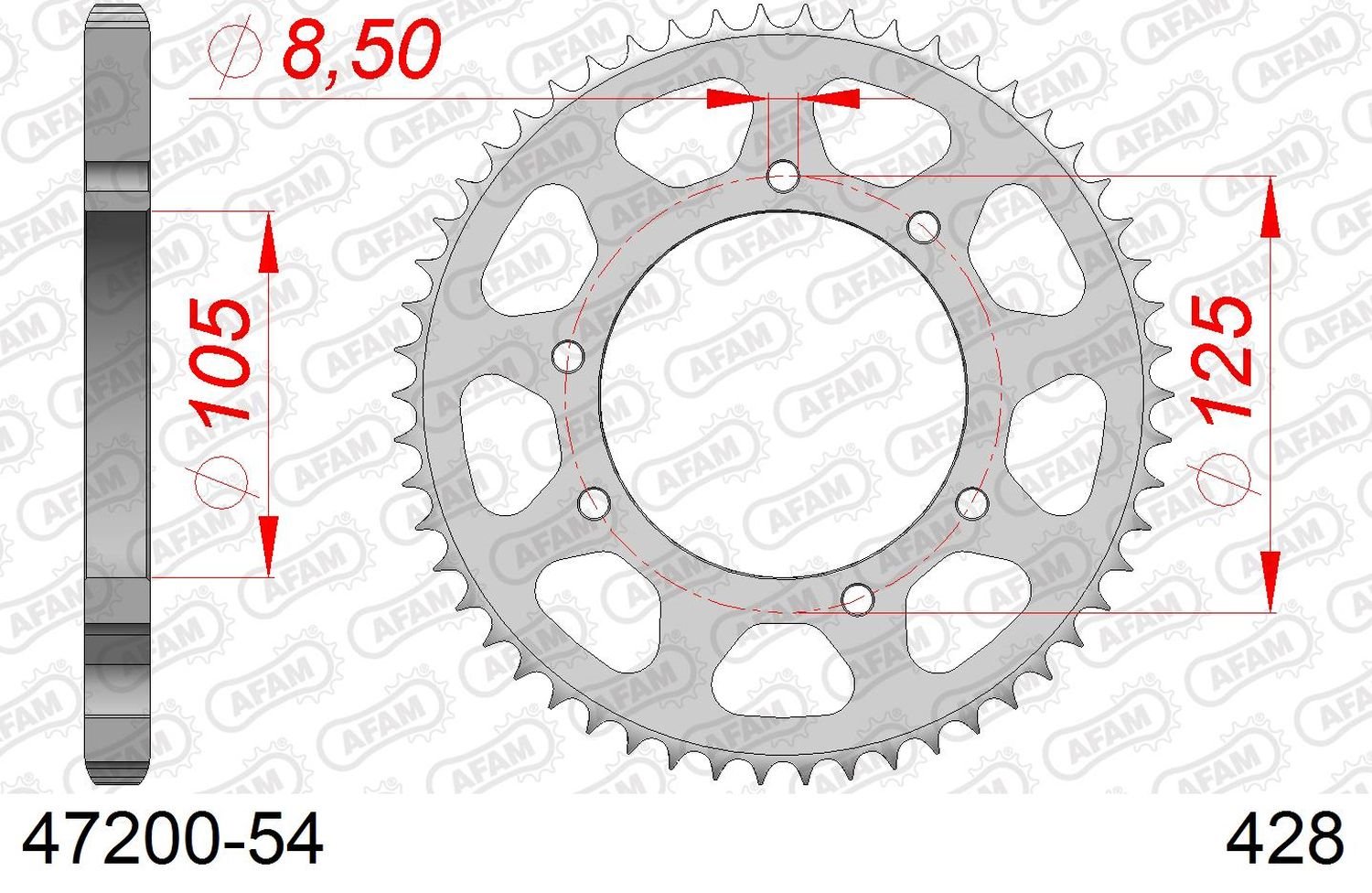 Zębatka tylna Yamaha XT 125X/SM 54 (ŁAŃC. 428) AFAM | 47200-54