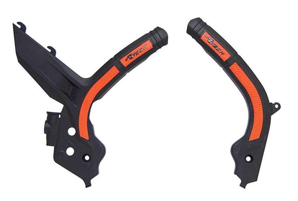 Osłony ramy Bi-Material Super Grip KTM SX 125/150/250, SXF 250/350/450, EXC/EXCF 150/250/350/450 czarno-pomarańczowe RACETECH | PRTKTMNRAR2