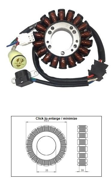 Uzwojenie alternatora (stator) Yamaha YFM 250 Bruin/Big Bear/Bear Tracker, YFM 660 Raptor DZE | 2933-01