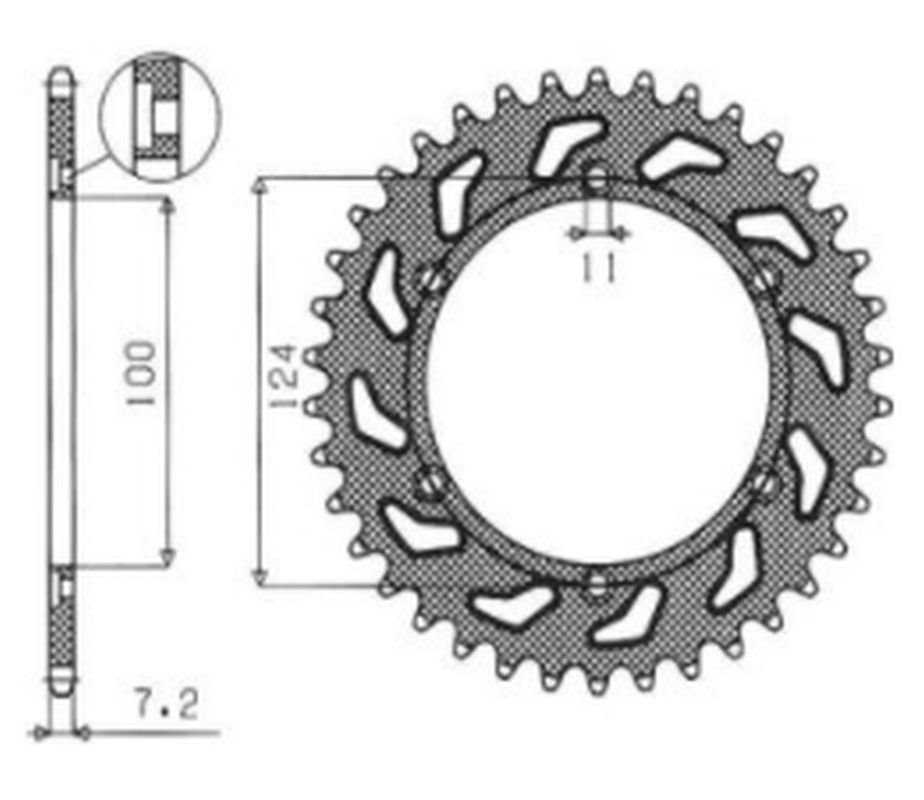 Zębatka tylna Ducati Monster S4 916, ST4 996 40 ŁAŃC. 525 Sunstar | SUN1-4436-40