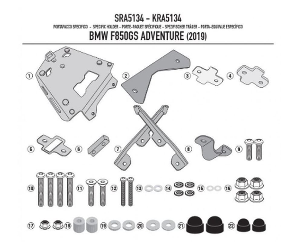 Stelaż kufra centralnego Kappa BMW F 850GS Adventure 2019-2020 aluminiowy Monokey | KRA5134