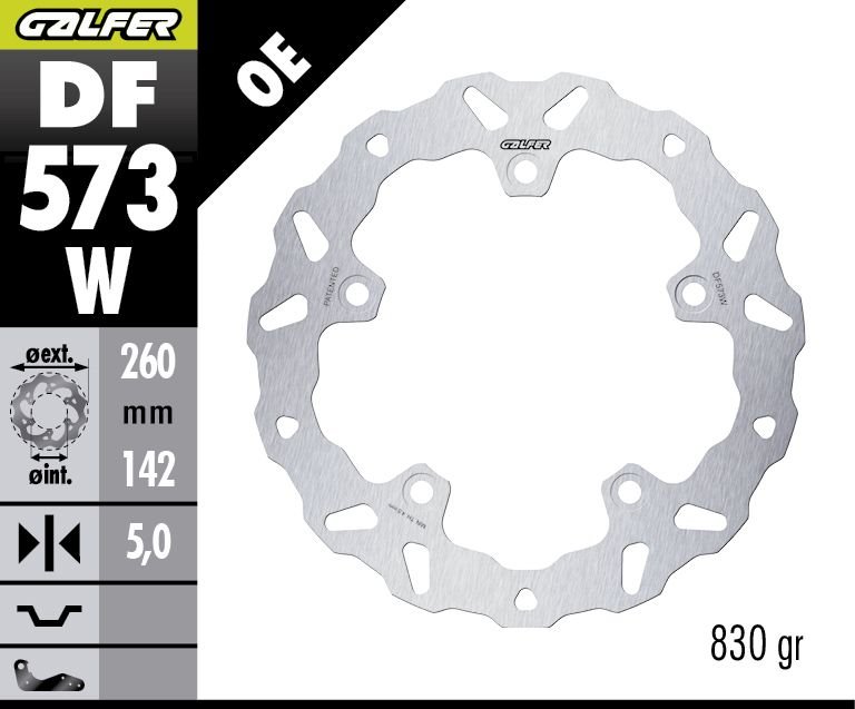 Tarcza hamulcowa tył Aprilia Tuareg 660 (260x142x5mm) (WAVE FIXED) Galfer | DF573W