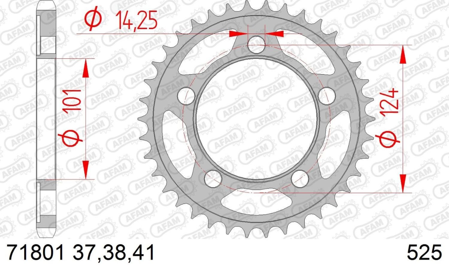 Zębatka tylna 38 Z KTM 950/990/1190 RC8/Duke/Supermoto ŁAŃC. 525 AFAM | 71801-38